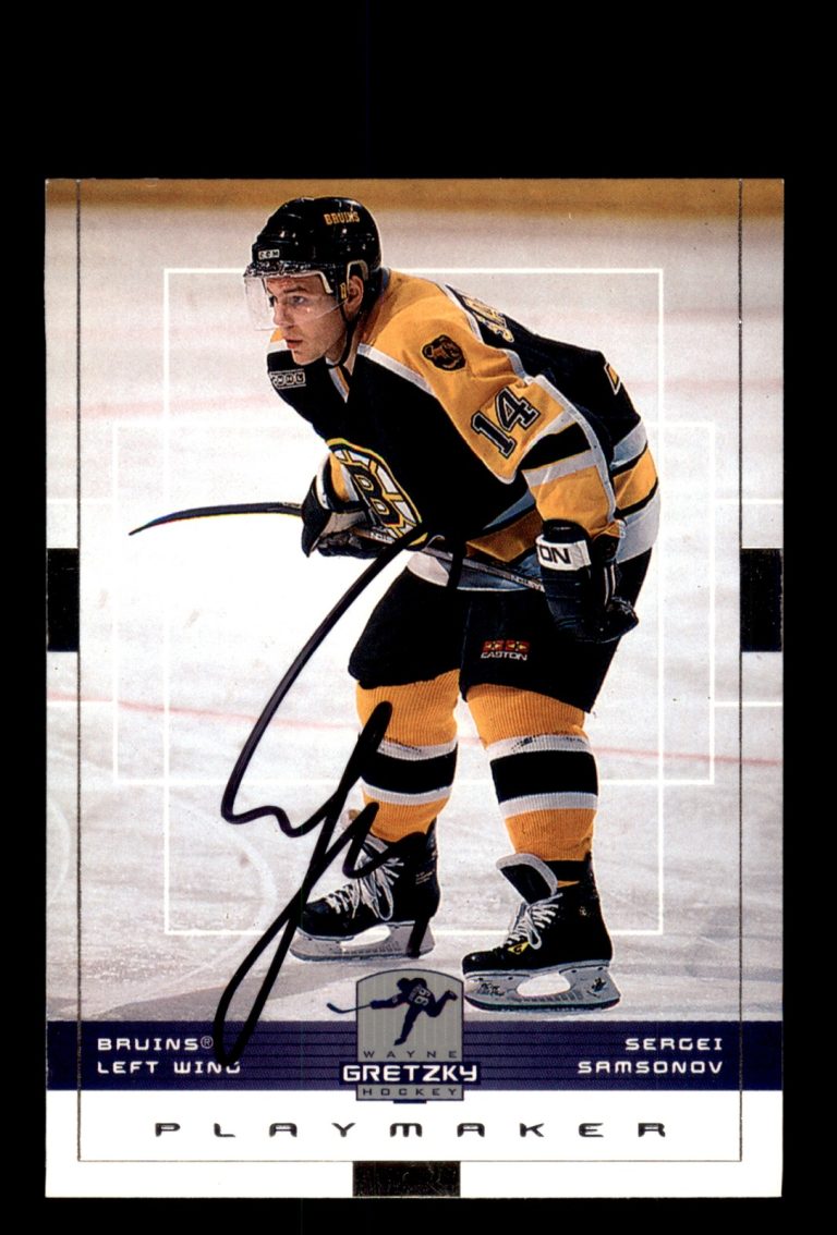 Signed Hockey Card Auto Sergei Samsonov 1999-00 Upper Deck WG #14 Boston Bruins