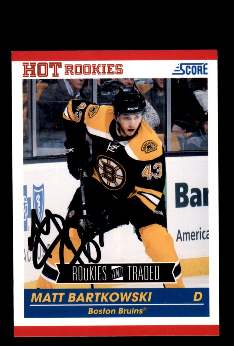 Signed Hockey Card Auto Matt Bartkowski 2010-11 Score #654 Boston Bruins