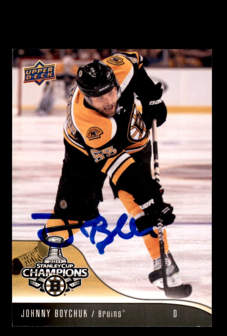 Signed Hockey Card Auto Johnny Boychuk 2011 Upper Deck Bruins Stanley Cup #16