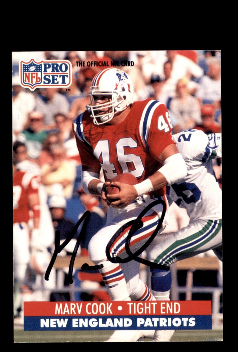 Signed Football Card Auto Marv Cook 1991 Pro Set #227 New England Patriots