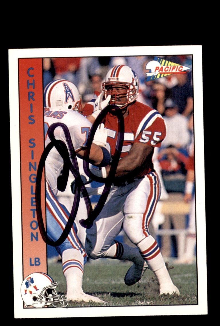 Signed Football Card Auto Chris Singleton 1992 Pacific #515 New England Patriots