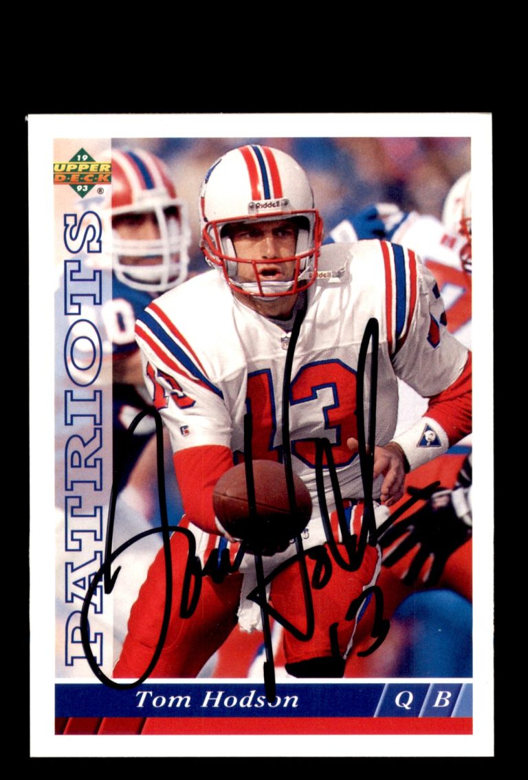 Signed Football Card Auto Tom Hodson 1993 Upper Deck #187 New England Patriots