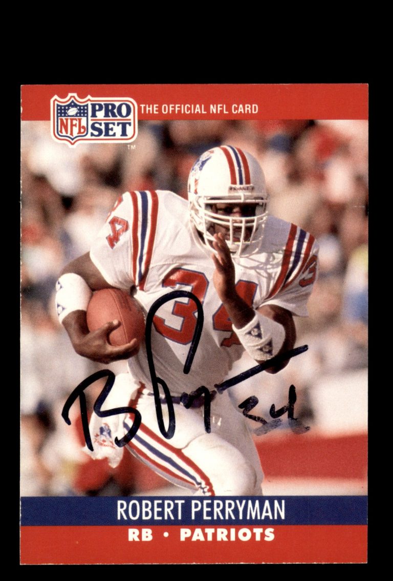 Signed Football Card Auto Robert Perryman 1990 Pro Set #578 New England Patriots