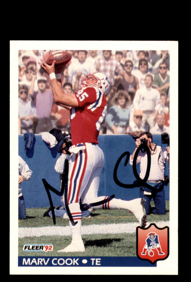 Signed Football Card Auto Marv Cook 1992 Fleer #257 New England Patriots
