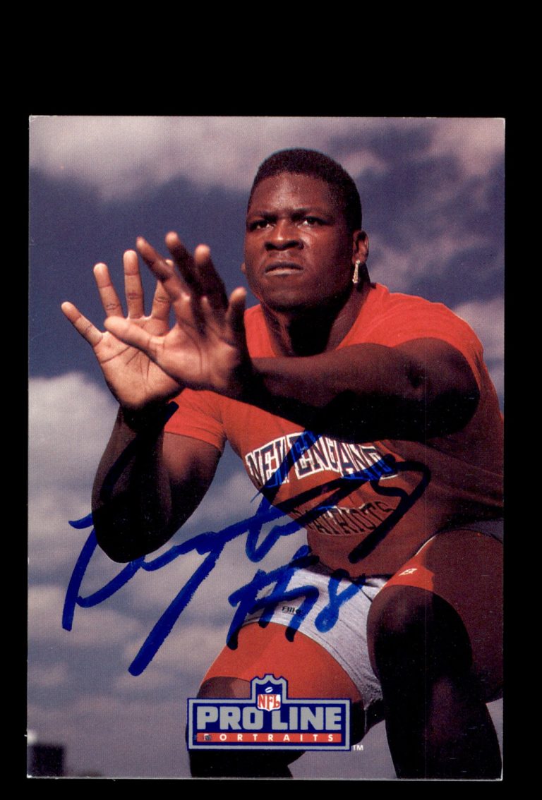 Signed Football Card Auto Bruce Armstrong 1991 Pro Line Portraits #17 Patriots