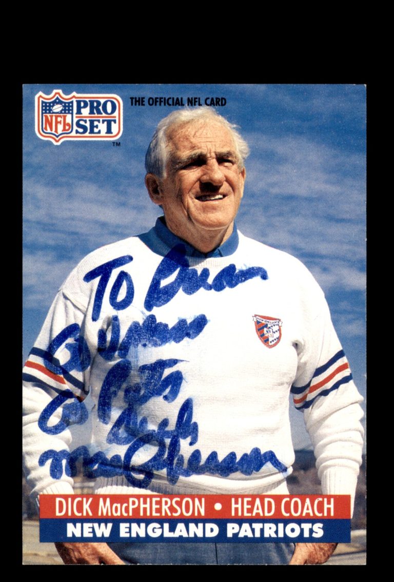 Signed Football Card Auto Dick MacPherson 1991 Pro Set #234 New England Patriots