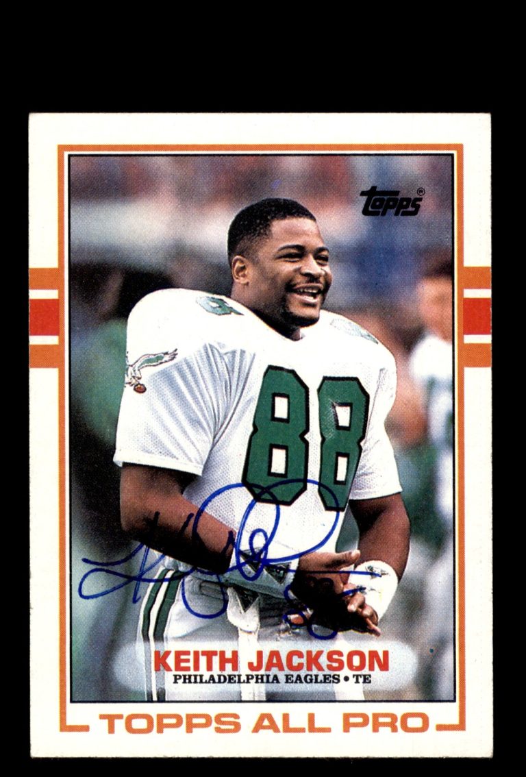 Signed Football Card Auto Keith Jackson 1989 Topps #107 Philadelphia Eagles
