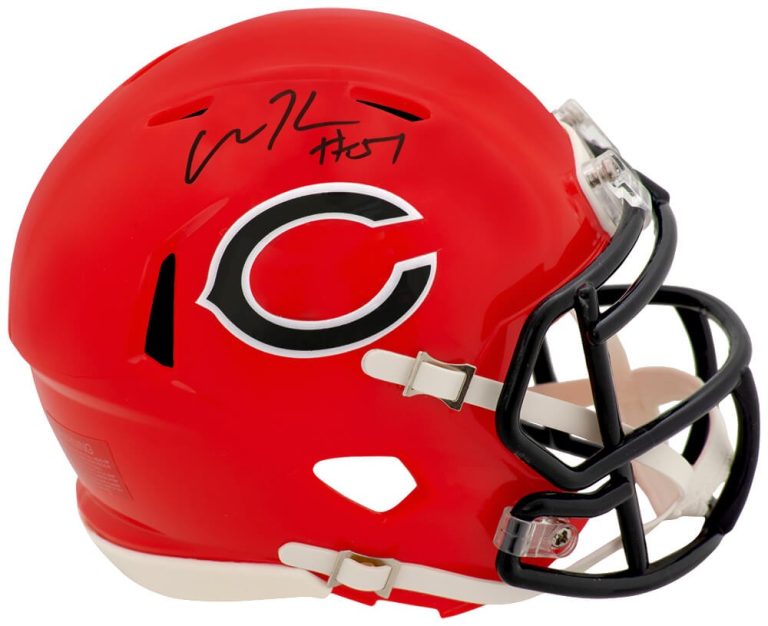 Olin Kreutz Signed Bears 2022 Alt Orange Riddell Speed Mini Helmet -SCHWARTZ COA