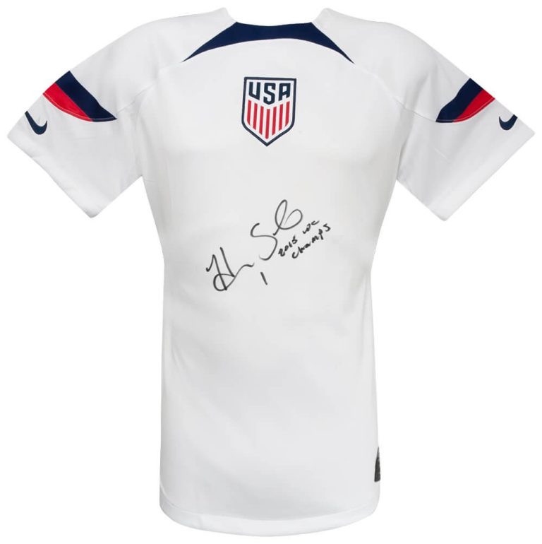 Hope Solo Signed Women's White Nike Dri-Fit Soccer Jersey w/WC Champs - (SS COA)