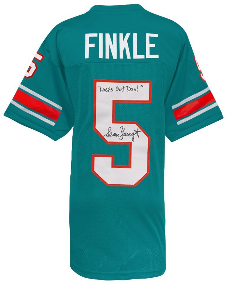 Sean Young Signed Teal Custom Ray Finkle Football Jersey w/Laces Out Dan -SS COA