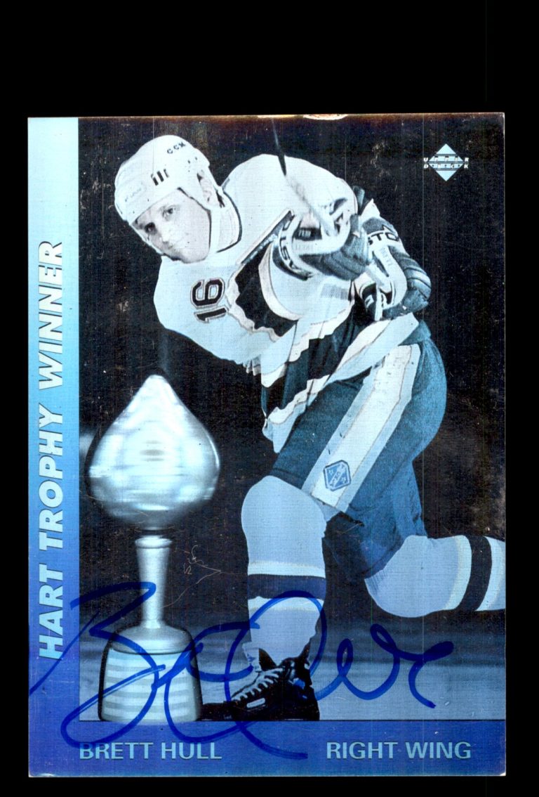 Signed Hockey Card Auto Brett Hull 1991-92 Upper Deck #AW3 St. Louis Blues
