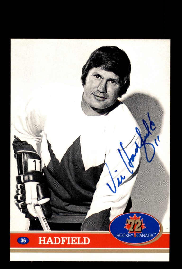 Signed Hockey Card Auto Vic Hadfield 1991-92 Future Trends Canada ’72 #36