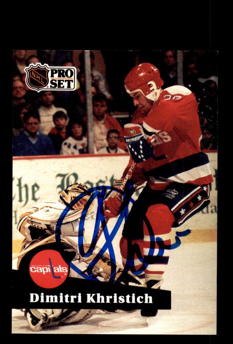 Signed Hockey Card Auto Dimitri Khristich 1991-92 Pro Set #260 Capitals