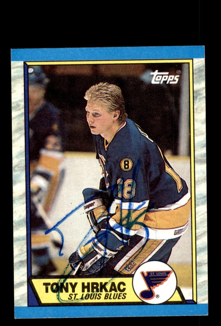 Signed Hockey Card Auto Tony Hrkac 1989-90 Topps #64 St. Louis Blues