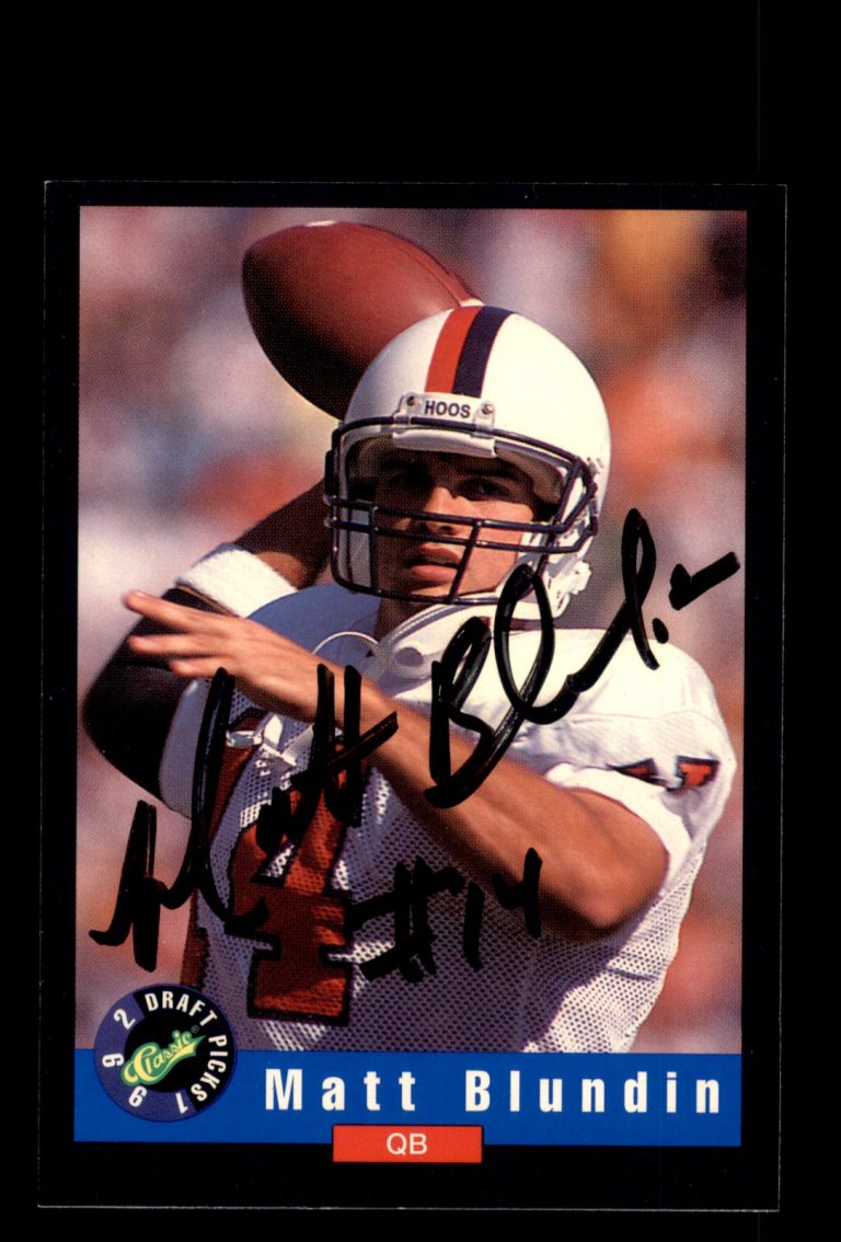 Signed Football Card Auto Matt Blundin 1992 Classic Draft Picks #41