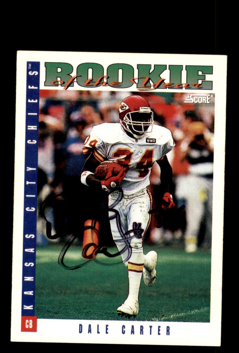 Signed Football Card Auto Dale Carter 1993 Score #417 Kansas City Chiefs