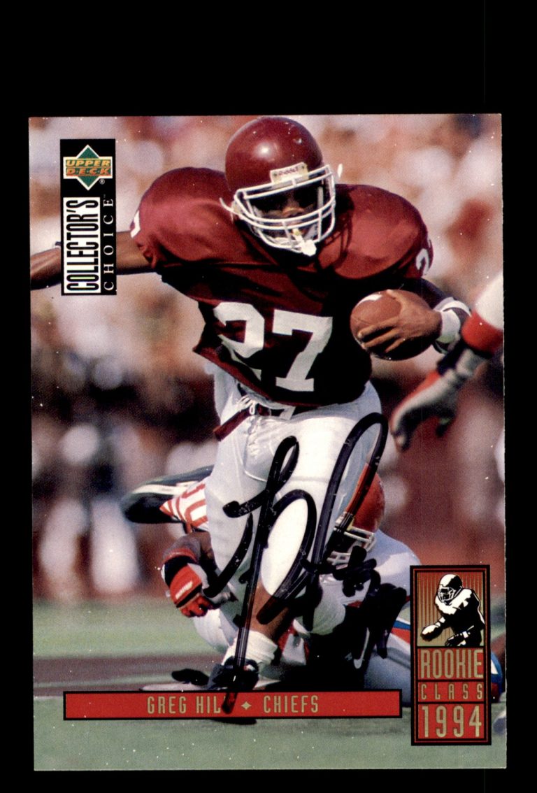 Signed Football Card Auto Greg Hill 1994 Collector's Choice #15 Chiefs