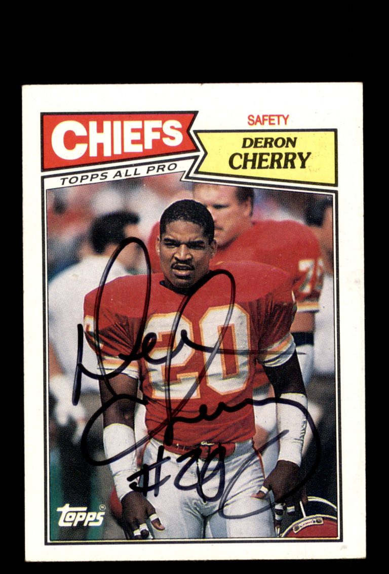 Signed Football Card Auto Deron Cherry 1987 Topps #171 Kansas City Chiefs