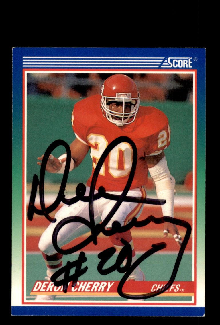 Signed Football Card Auto Deron Cherry 1990 Score #440 Kansas City Chiefs