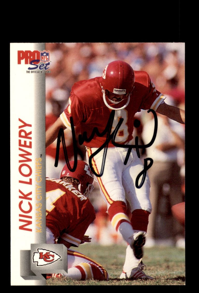 Signed Football Card Auto Nick Lowery 1992 Pro Set #533 Kansas City Chiefs