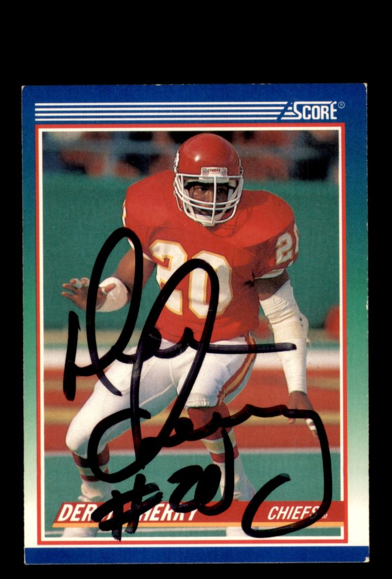 Signed Football Card Auto Deron Cherry 1990 Score #440 Kansas City Chiefs
