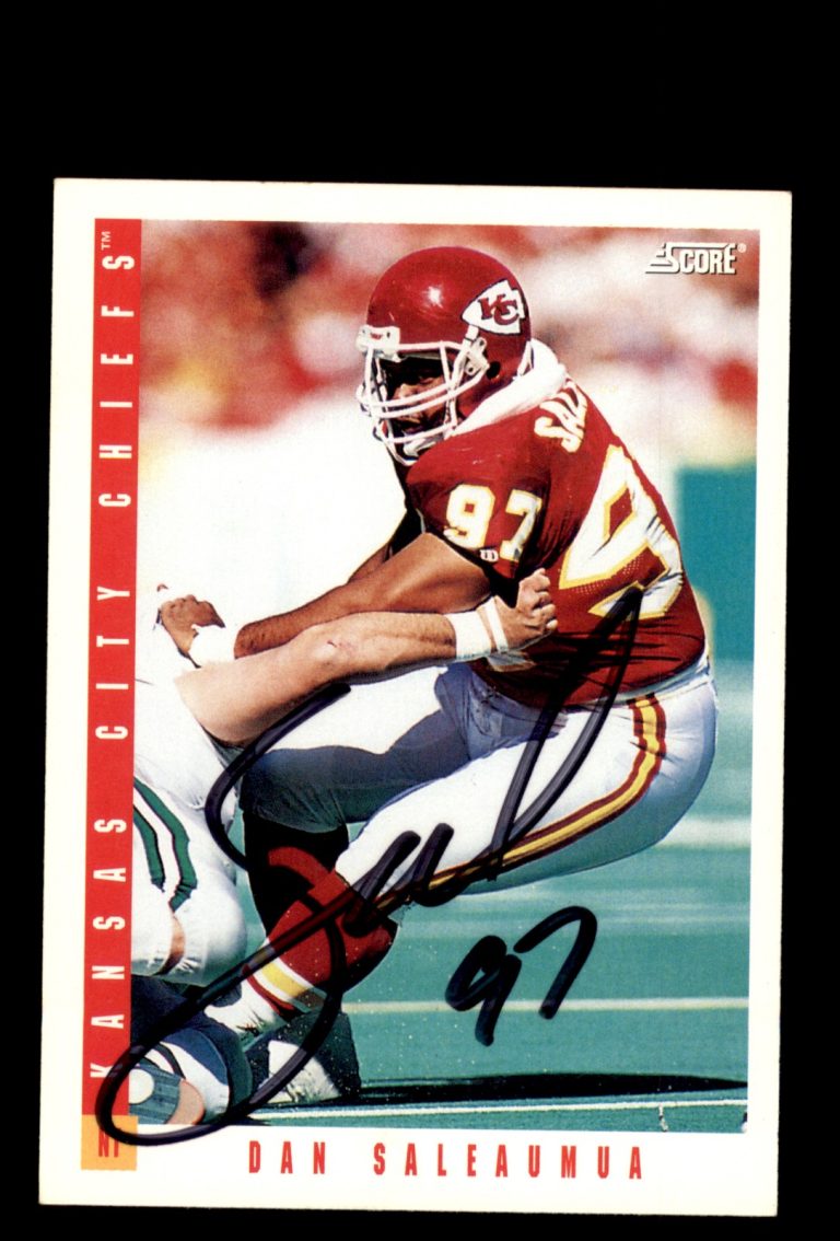 Signed Football Card Auto Dan Saleaumua 1993 Score #356 Kansas City Chiefs