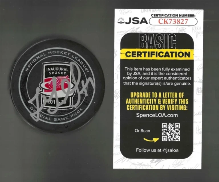 Luke Glendening Signed Detroit Red Wings Little Caesars Arena Inaugural Puck JSA
