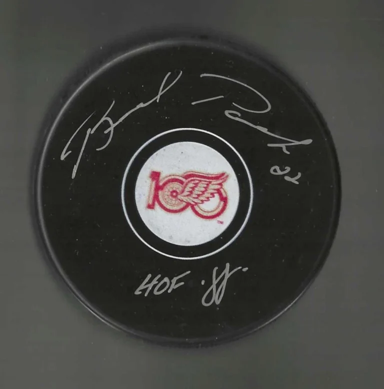 Brad Park Signed & Inscribed Detroit Red Wings Centennial 100th Puck JSA COA