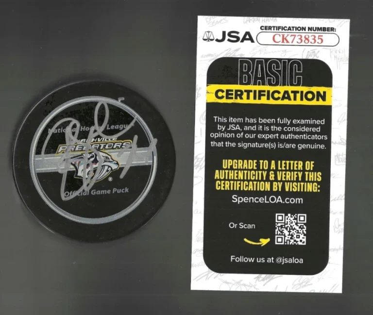 Steve Sullivan Signed Nashville Predators 2008 Playoffs Official Game Puck JSA