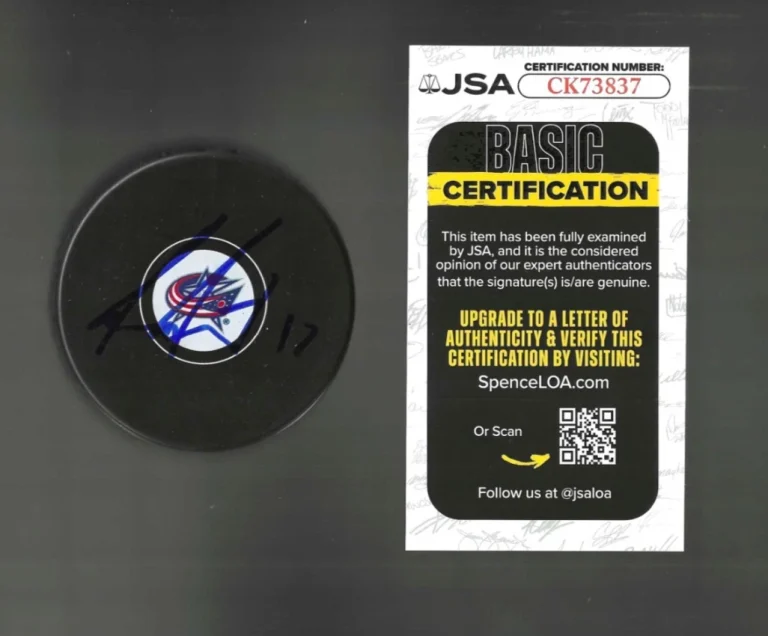 Mason Marchment Signed Columbus Blue Jackets Puck JSA COA