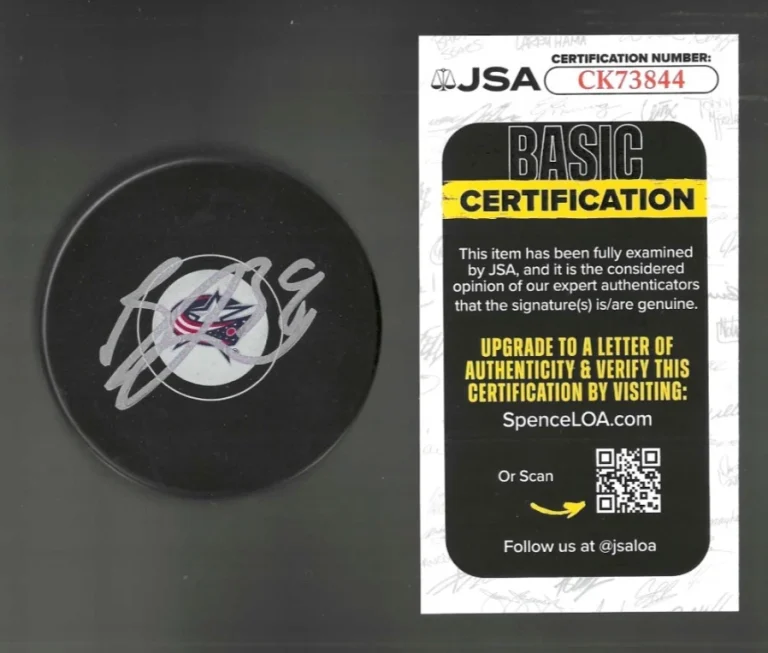 Boone Jenner Signed Columbus Blue Jackets Puck JSA COA