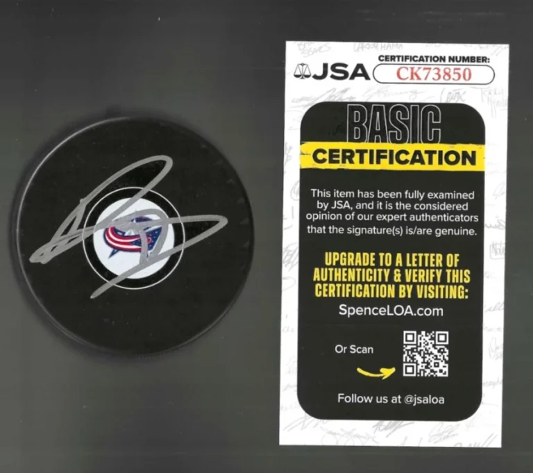Denton Mateychuk Signed Columbus Blue Jackets Puck JSA COA