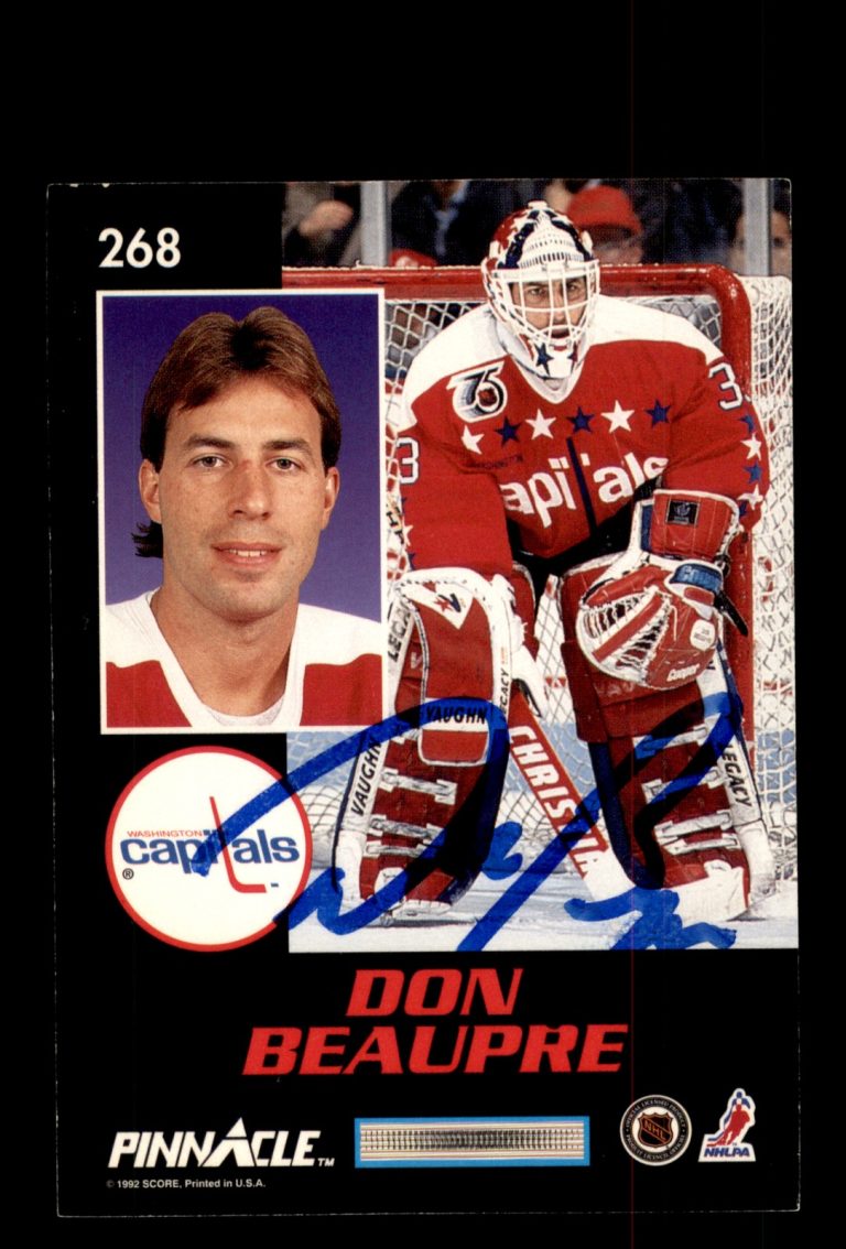 Signed Hockey Card Auto Don Beaupre 1992-93 Pinnacle #268 Washington Capitals
