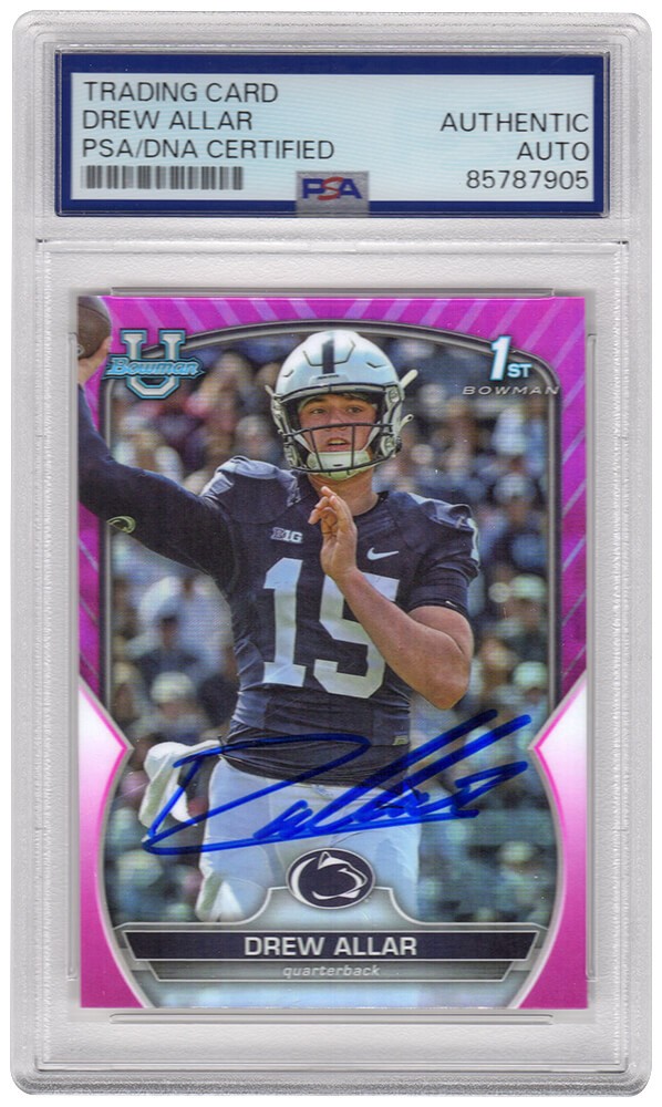 Drew Allar Signed Penn State 2022 Bowman Pink Refractor RC Card #59 - (PSA/DNA)