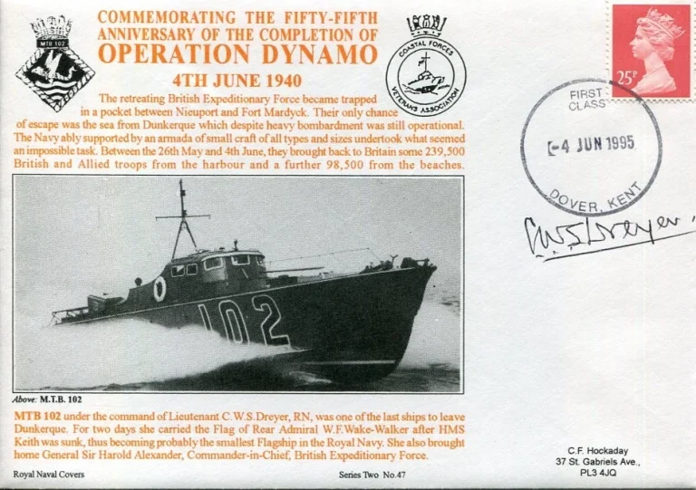 Lieutenant C. W. S. Dreyer MTB 102 Operation Dynamo WWII War Signed Autograph