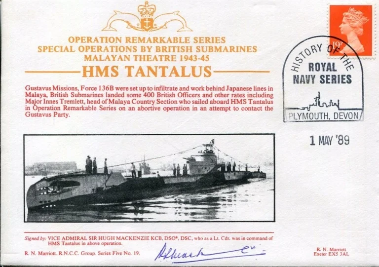 Vice Admiral Hugh Mackenzie WWII War HMS Tantalus Submarine Signed Autograph