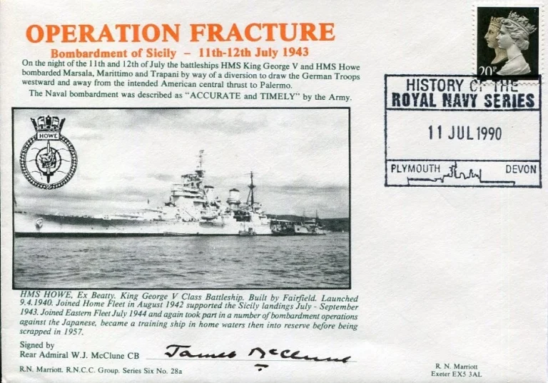 Rear Admiral William James McClune Operation Fracture WWII War Signed Autograph