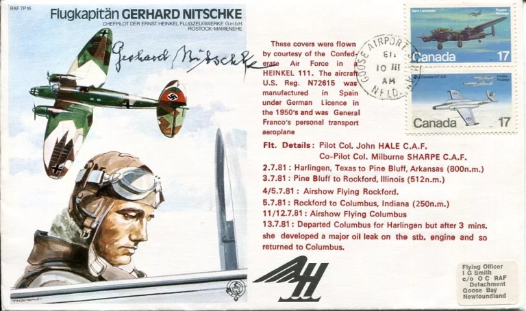 Flugkapitan Gerhard Nitschke Heinkel Test Pilot WWI WWII War Signed Autograph