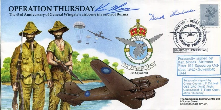 Ken Moses Group Captain J. D. Thirlwell Burma Invasion WWII War Signed Autograph