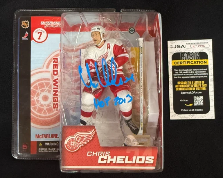 Chris Chelios Signed Detroit Red Wings McFarlane Figure JSA COA