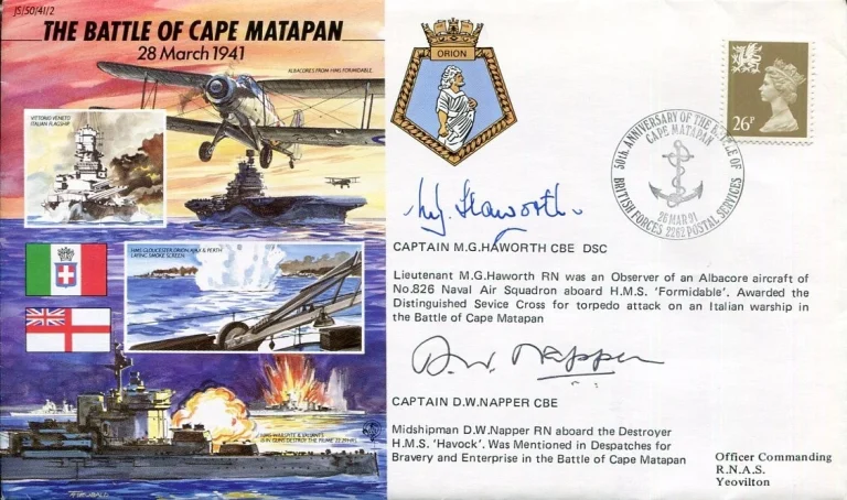 Captain M. G. Haworth D. W. Napper HMS Formidable WWII War Signed Autograph