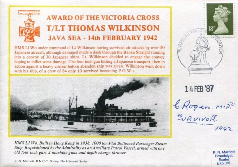CPO Charlie Rogers HMS Li Wo Survivor Java Sea WWII War Signed Autograph
