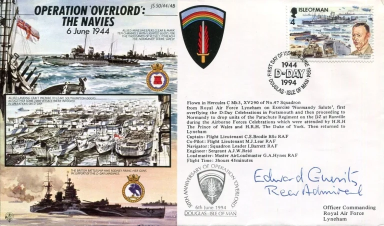 Admiral Edward Teddy Gueritz Royal Navy D-Day Beachmas WWII War Signed Autograph