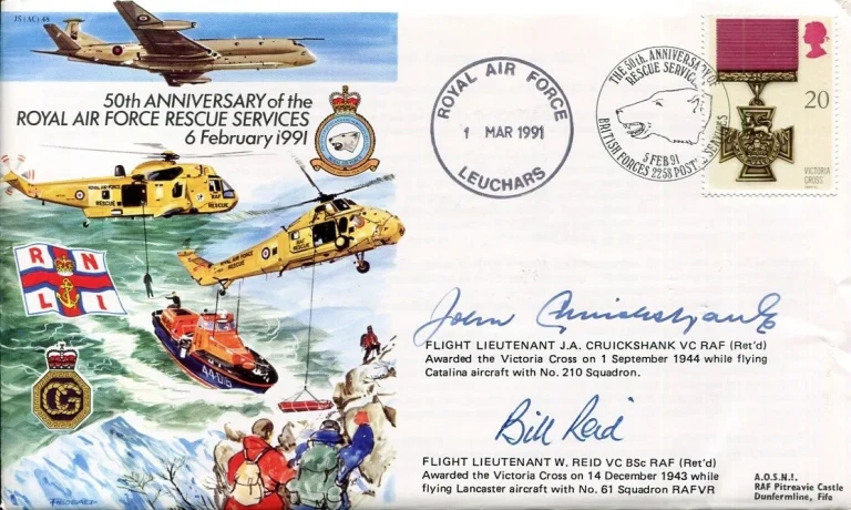 John Cruickshank  William Reid Victoria Cross VC RAF Pilot WWII Signed Autograph