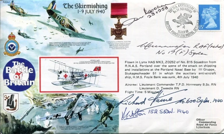 Ralph Wolton Wallace Cunningham +2 Battle Of Britain RAF WWII Signed Autograph