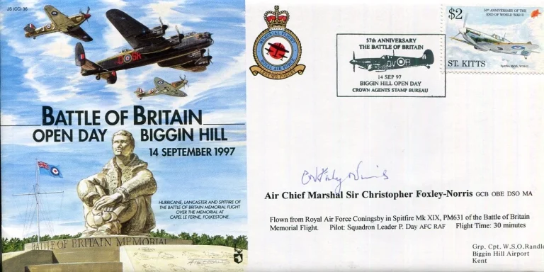 Christopher Foxley-Norris RAF WWII War Pilot Battle of Britain Signed Autograph