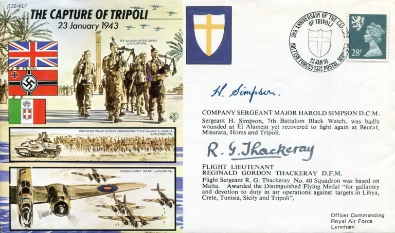 Harold Simpson Reginald Thackeray Capture Of Tripoli WWII War Signed Autograph