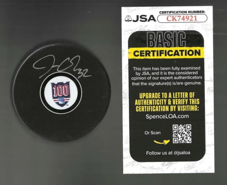 Jonathan Quick Signed New York Rangers Centennial 100th Puck JSA COA