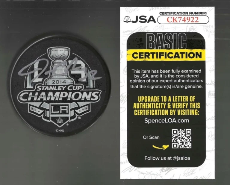 Jonathan Quick Signed Los Angeles Kings 2014 Stanley Cup Champions Puck JSA COA