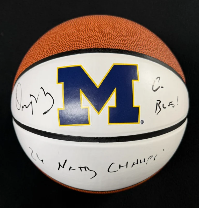 Dusty May Signed Multi-Inscribed Michigan Wolverines M Logo Basketball JSA COA